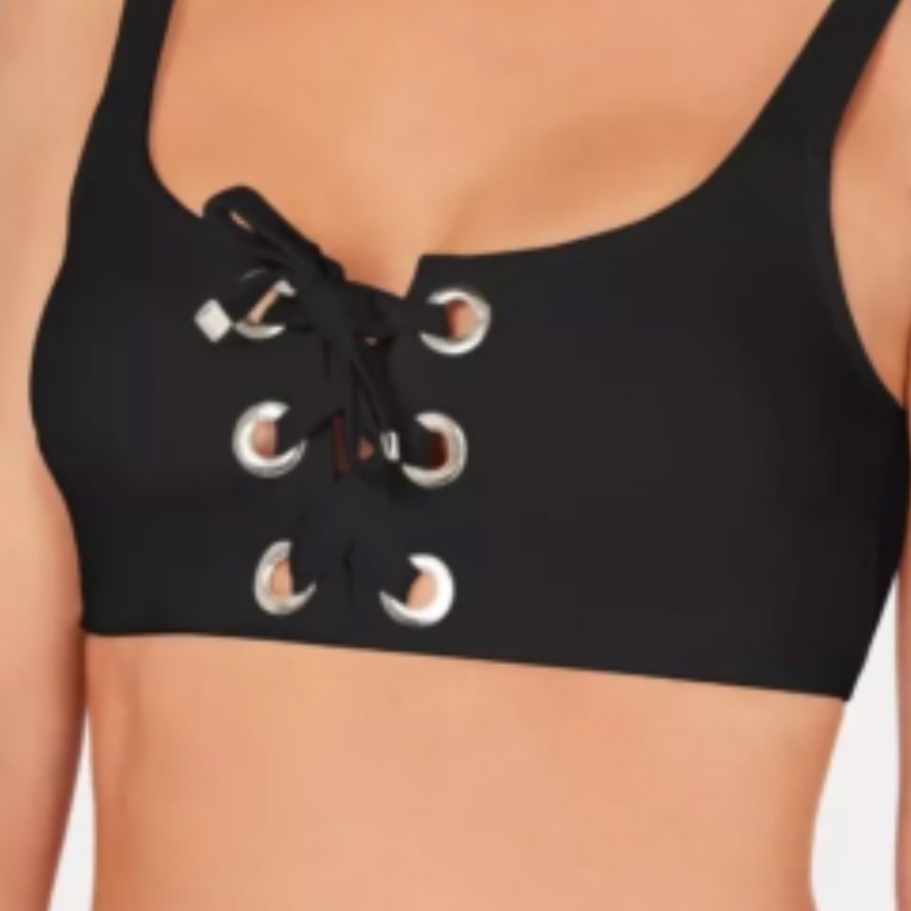 Michael Kors Black Lace-Up bikini top size large - Picture 5 of 10